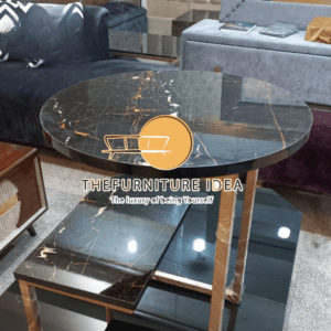 Royal Black & Gold Round Table