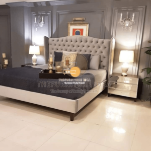 Luxurious King Size Wing Bed with Deep Tufted Style