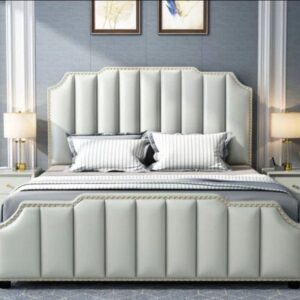 Upholstery vertical stripes bed king size