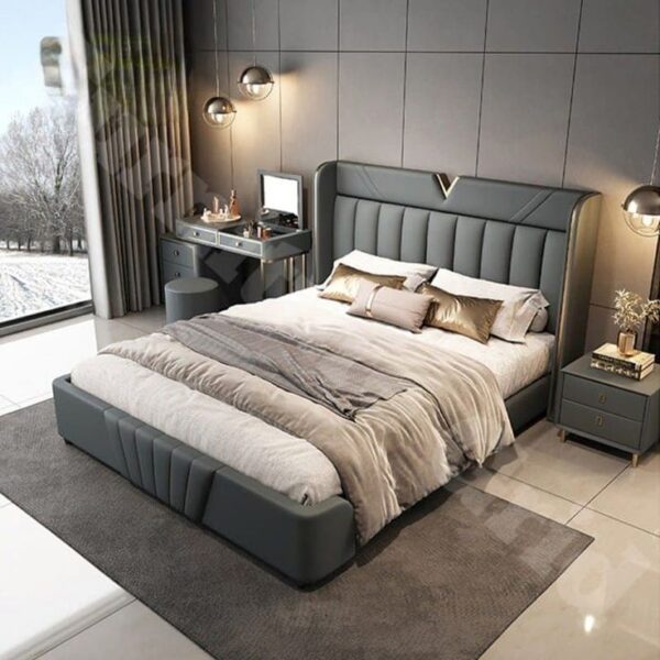 Contemporary Panel Upholstered Bed - Image 2