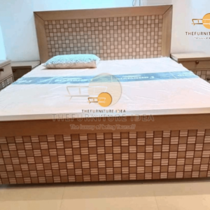 Wooden King size bed with two side tables