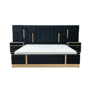 Luxury King Full Back Bed Set w/ Brass Finish