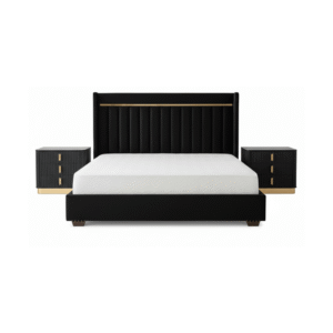 Premium Wing Style King Bed – Luxury Wooden Upholstery