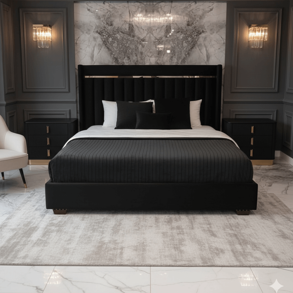 Premium Wing Style King Bed – Luxury Wooden Upholstery - Image 2