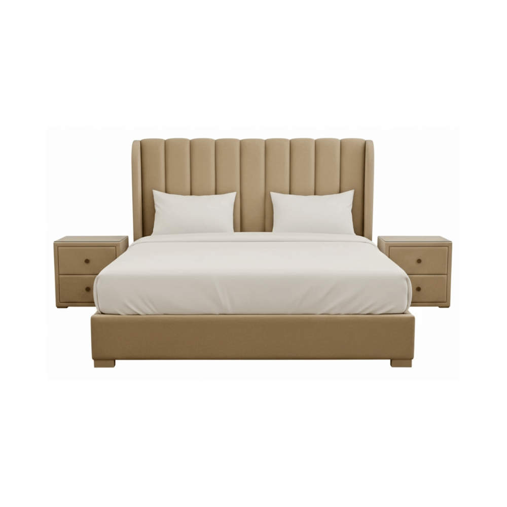 Custom Wing Style Posh King Bed – Solid Wood Luxury