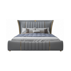 Royal Style King Bed in Grey Velvet – Custom Design