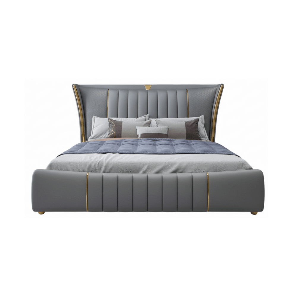 Royal Style King Bed in Grey Velvet – Custom Design