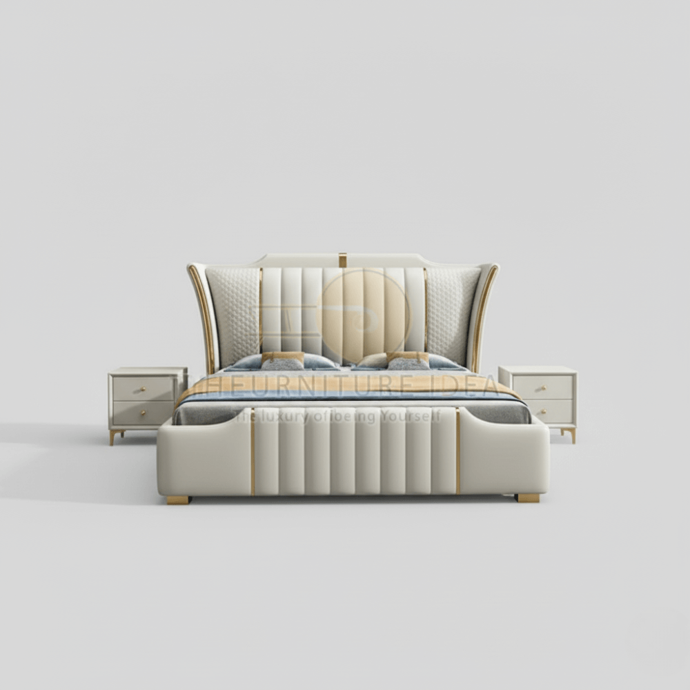 Custom Curve Arm King Bed - Luxurious Wood Frame - Image 3