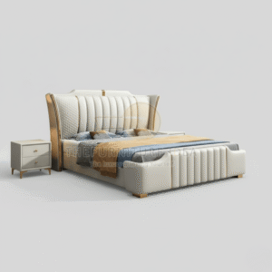 Custom Curve Arm King Bed - Luxurious Wood Frame