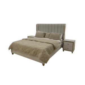 Luxury Bridal King Bed - Elegant Wing Upholstered Frame