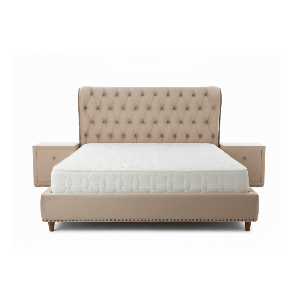 Designer King Bed - Elegant Wood Frame