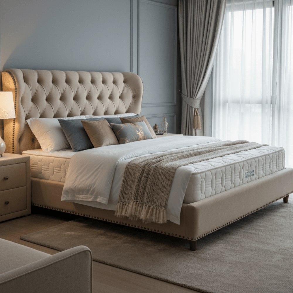 Designer King Bed - Elegant Wood Frame - Image 2