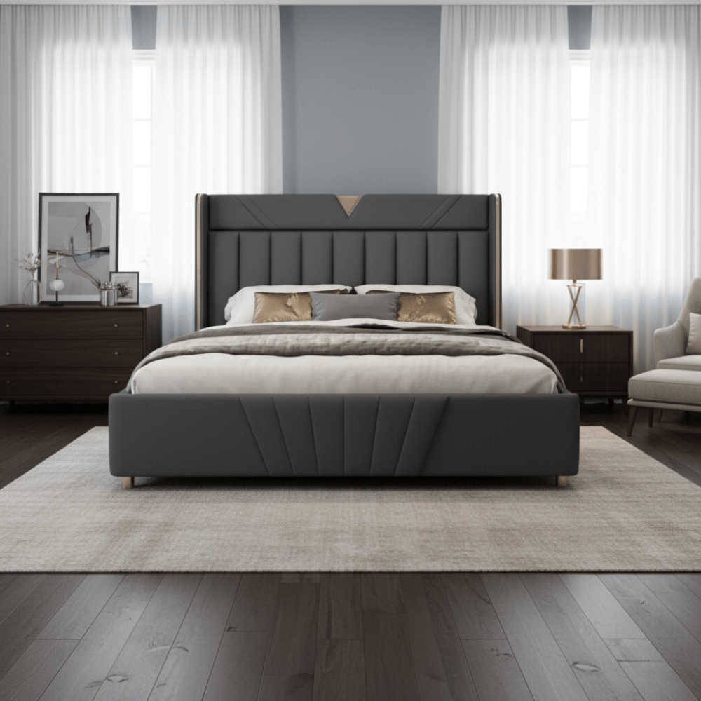 Custom Panel Upholstered Bed - Modern Luxe Design - Image 2